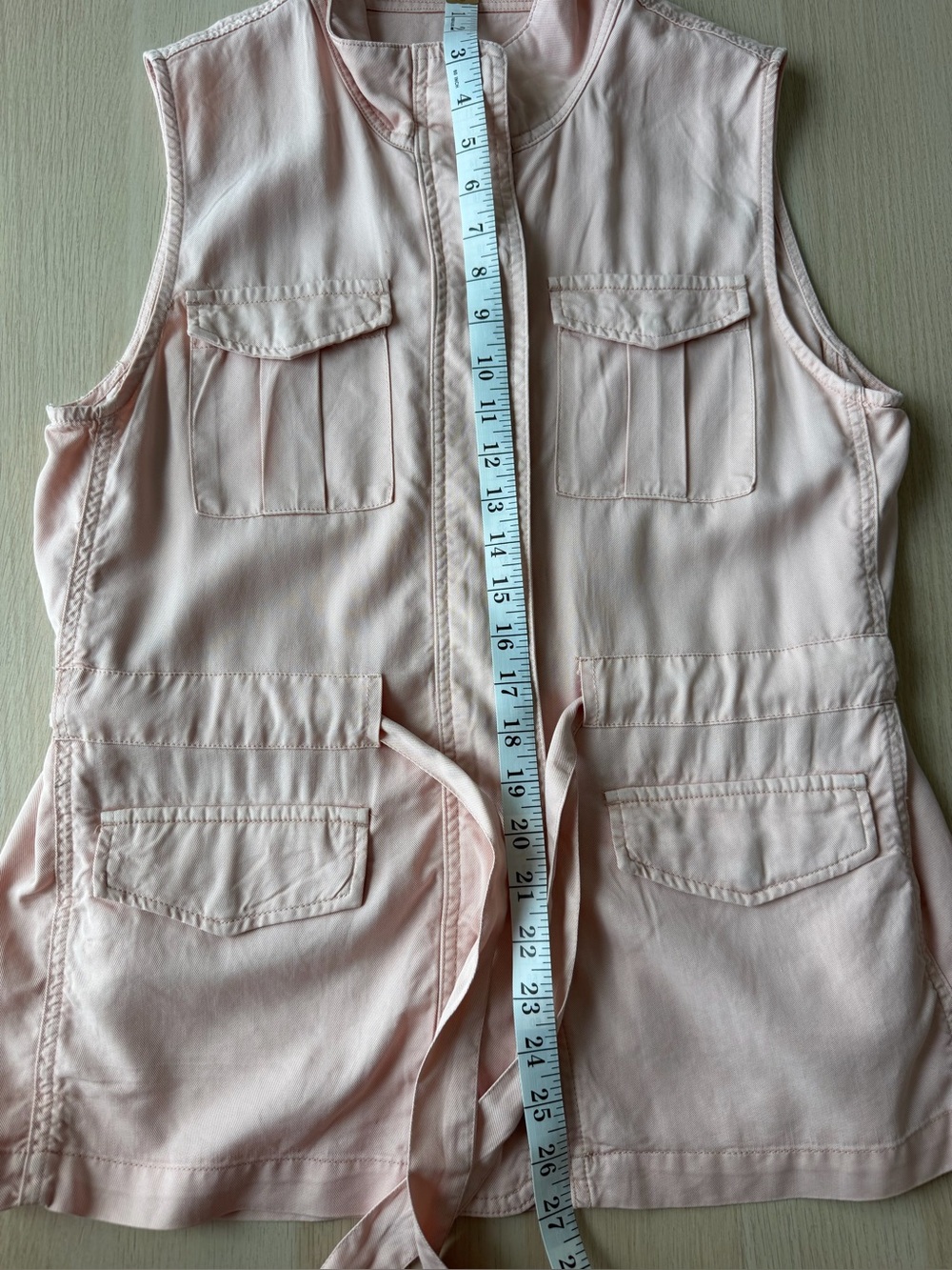 Max Jeans Utility Vest Women's Size M Blush Pink Sleeveless Belted Cargo Vest - Picture 6 of 9